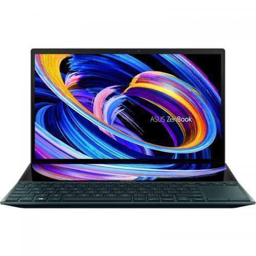 Laptop ASUS ZenBook Duo 14 UX482EA-HY024R, Intel Core i5-1135G7, 14inch Touch, RAM 8GB, SSD 512GB, Intel Iris Xe Graphics, Windows 10 Pro, Celestial Blue
