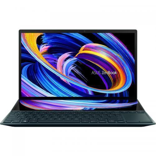 Laptop ASUS ZenBook Duo 14 UX482EA-HY026R, Intel Core i5-1135G7, 14inch Touch, RAM 8GB, SSD 1TB, Intel Iris Xe Graphics, Windows 10 Pro, Celestial Blue
